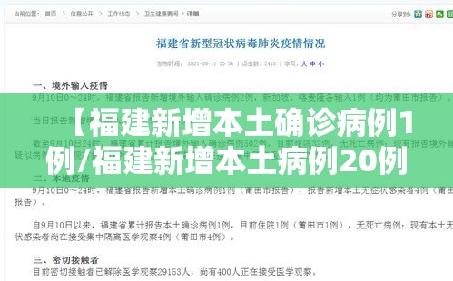 【福建新增本土确诊病例1例/福建新增本土病例20例 累计确诊438例】
